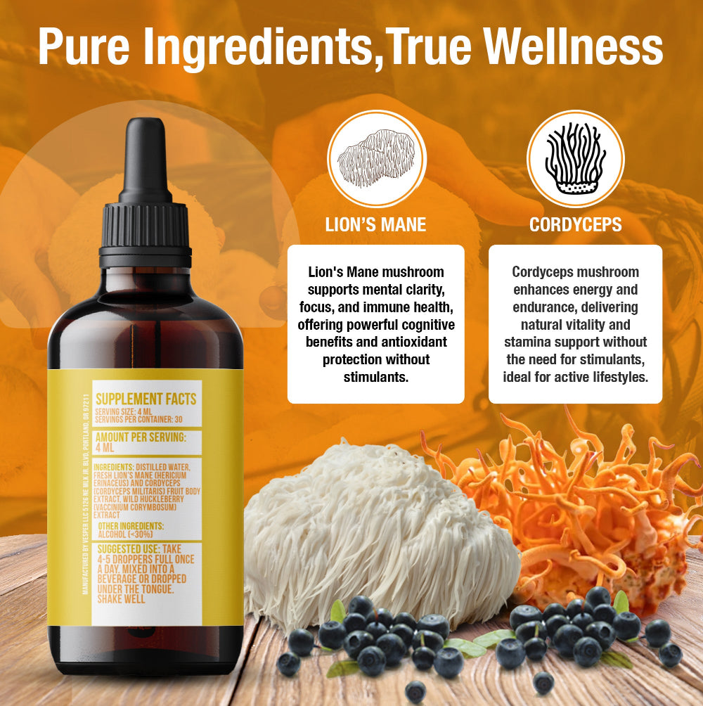mushroom nootropic drink, cordyceps energy drink, lion's mane energy drink, energy drink with b-vitmains, drink with b-12, energy drink with l-theanine